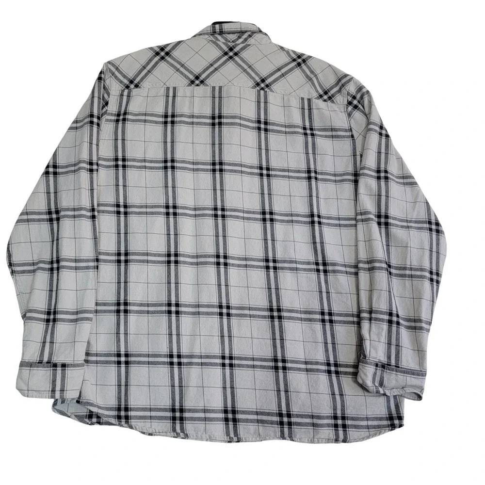 Fox Racing Flannel Shirt Mens XXL White Black Plaid Long Sleeve Cotton